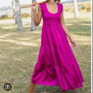 NWT Natural Life Olivia Magenta Smocked
Maxi Dress. Size Medium.